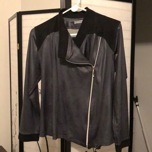Black zip-up jacket, worn once, large fitted
